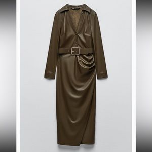 Belted Faux Leather Dress Zara